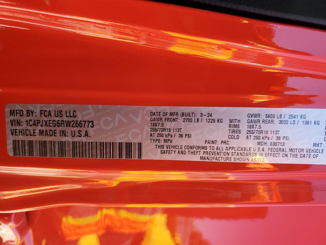 1C4PJXEG6RW266773 - 2024 Jeep wrangler