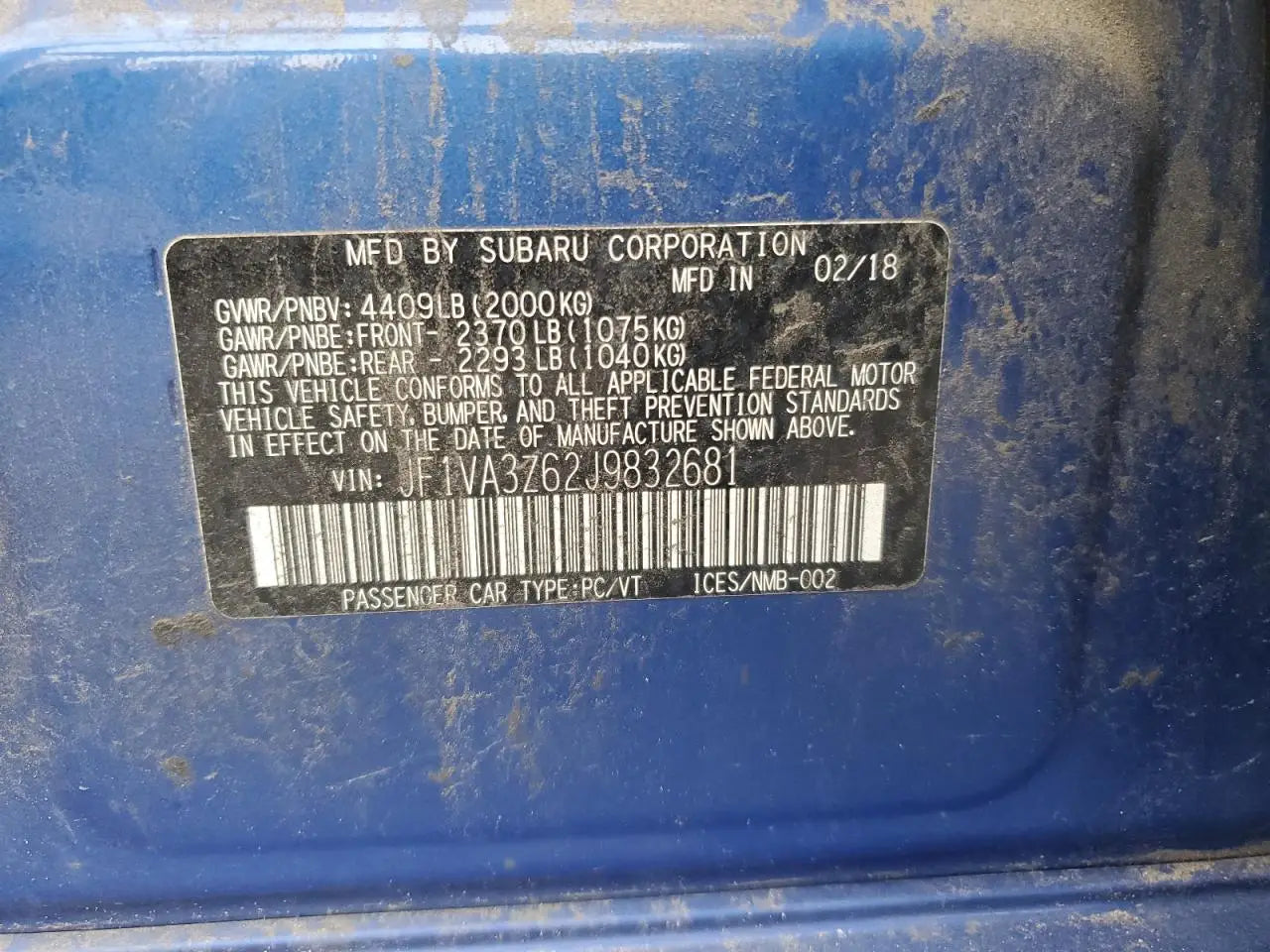 JF1VA3Z62J9832681 - 2018 Subaru wrx – Hide Vin Expert