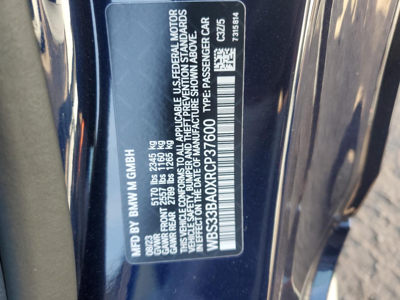 WBS33BA0XRCP37600 - 2024 Bmw m4 – Hide Vin Expert